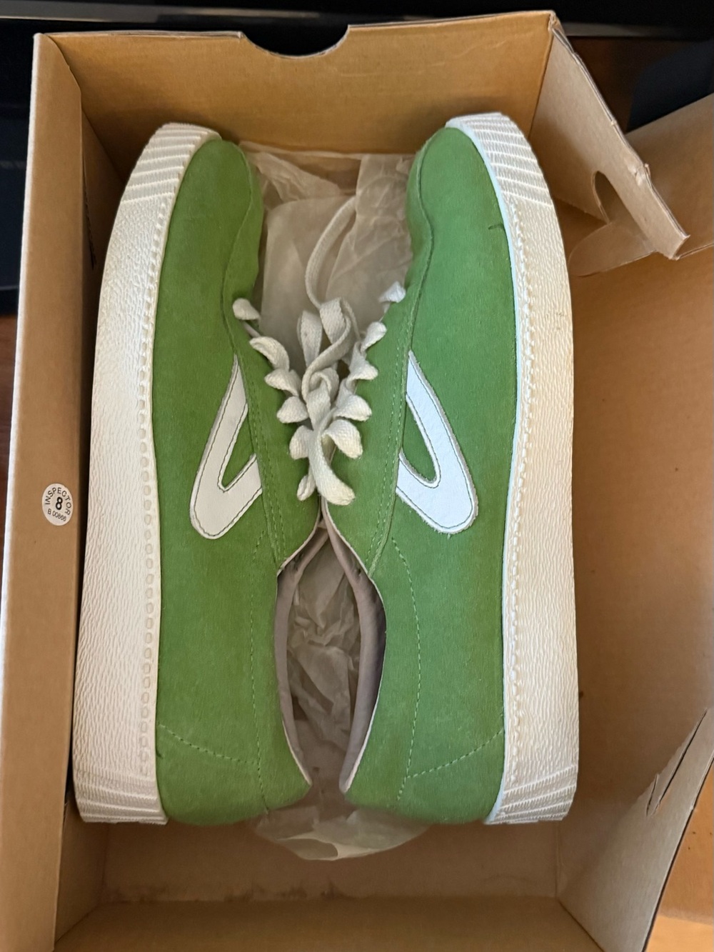 Tretorn Green Suede womens Casual Sneakers with White Accent